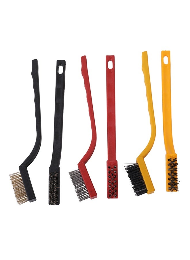 LAWAZIM Wire Brush Set -6 Piece- Handheld Cleaning Brush Set with Stainless Steel, Nylon & Iron Brushes, Curved Plastic Handles with Hanging Holes for Household Cleaning, Garage, Workshop & DIY Use - Image 3